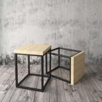Кофейный столик из металла и дерева